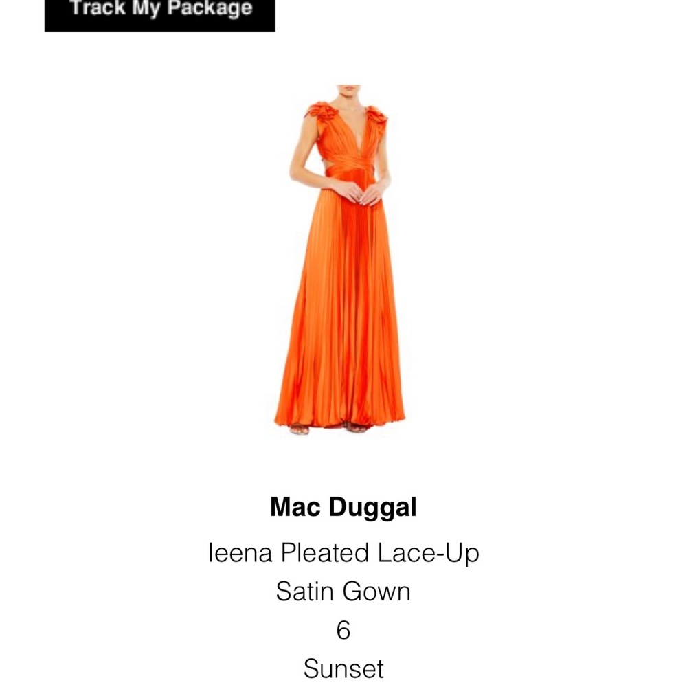 MAC DUGGAL Leena Pleated Lace-Up Satin Gown - Picture 8 of 11